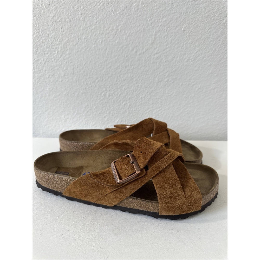 Birkenstock Lugano Soft Footbed Suede Leather Mink Men's Sandals Sz EU 42 US 9